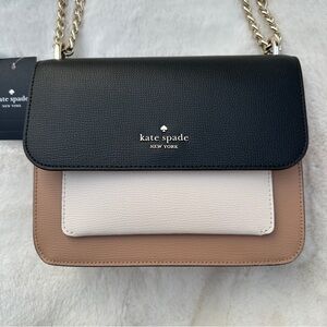Kate Spade New York Remi Crossbody Black Tan and Cream with Chain K8519 NWT